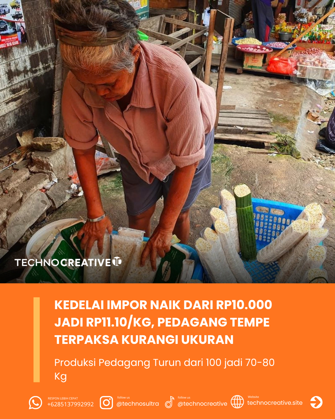 Harga Kedelai Impor Naik Jadi Rp11.100/Kg, Pedagang Tempe Terpaksa Kurangi Ukuran dan Produksi