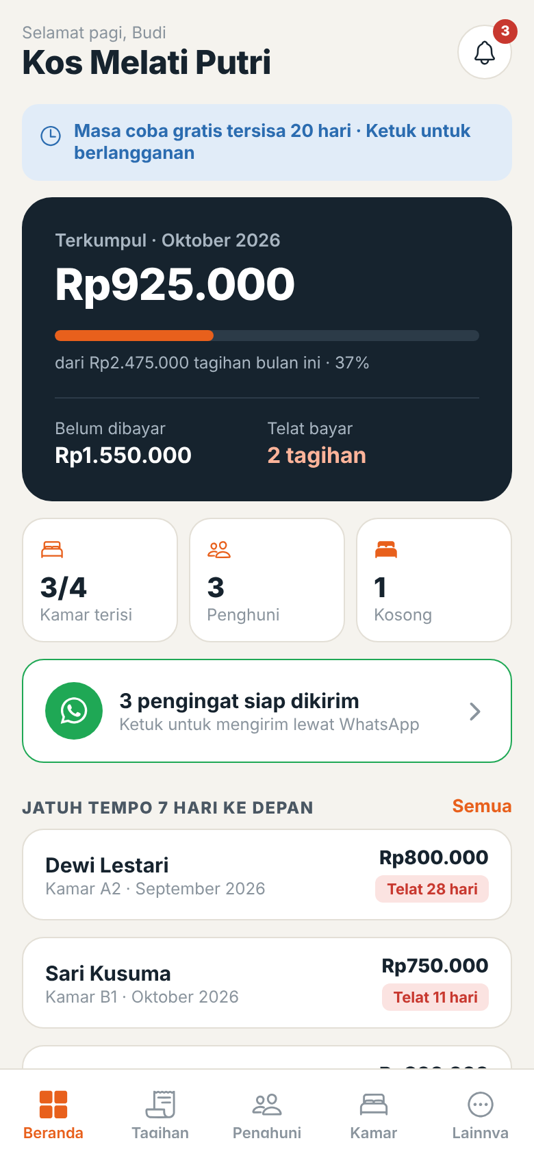 Aplikasi Manajemen Kamar Kos (App KosTertib)